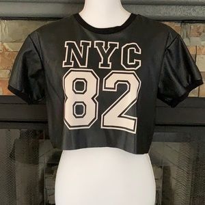 Faux leather crop top